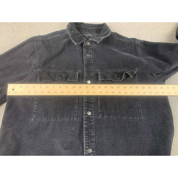Y2K No Boundaries Corduroy Shirt Men L Black Long Sleeve Snap Dual Chest Pockets - Picture 6 of 8